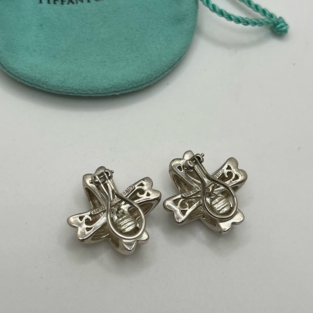 Vintage Tiffany & Co. 1990 Sterling Silver Signature X Earrings - Picture 3 of 7